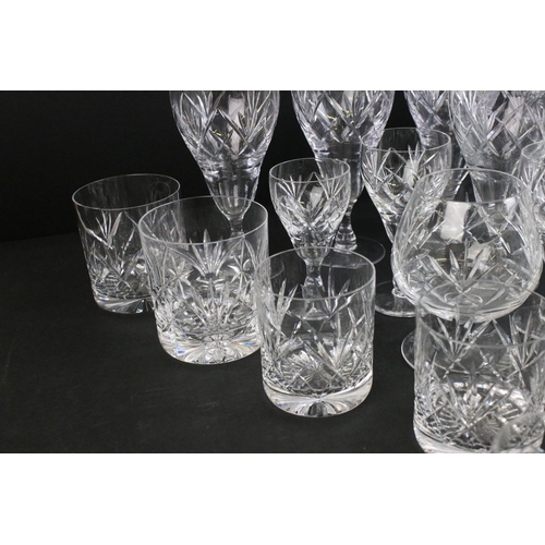 75 - Assortment of cut glass to include wine glasses, tumblers, sherry glasses and brandy glasses in vary... 