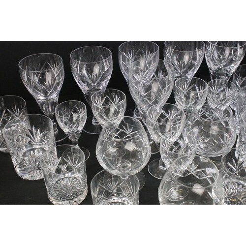 75 - Assortment of cut glass to include wine glasses, tumblers, sherry glasses and brandy glasses in vary... 