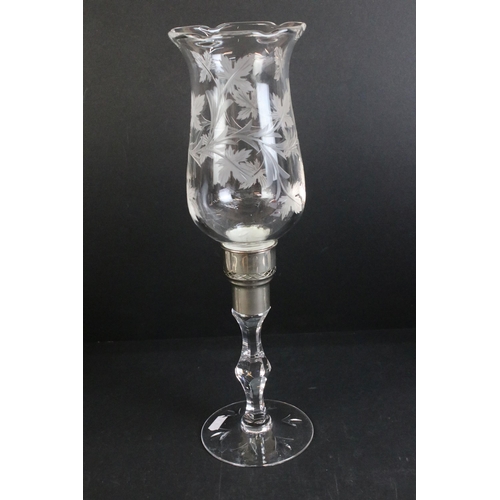 77 - Set of four Waterford crystal champagne flutes, H 15cm together with a mid century dessert glass wit... 