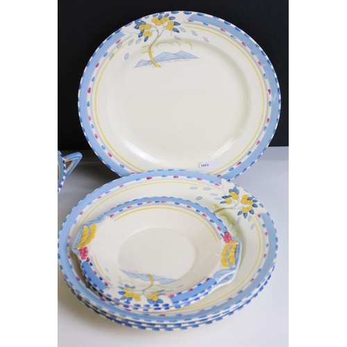 82 - Art Deco 1930's Burleigh part dinner service set with fruit tree design to include lidded vegetable ... 