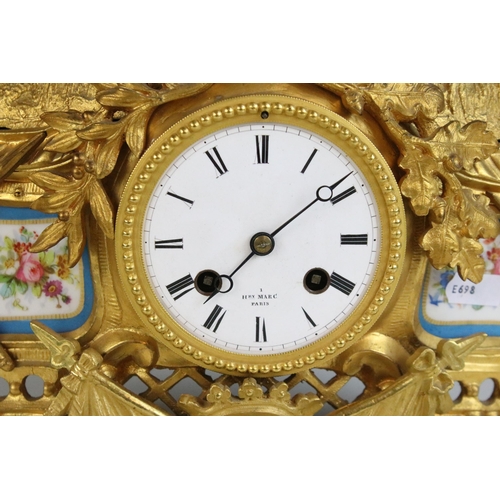 185 - Mid XIXC c.1860 French ormulo 8 day mantel clock, movement signed H Marc, Paris