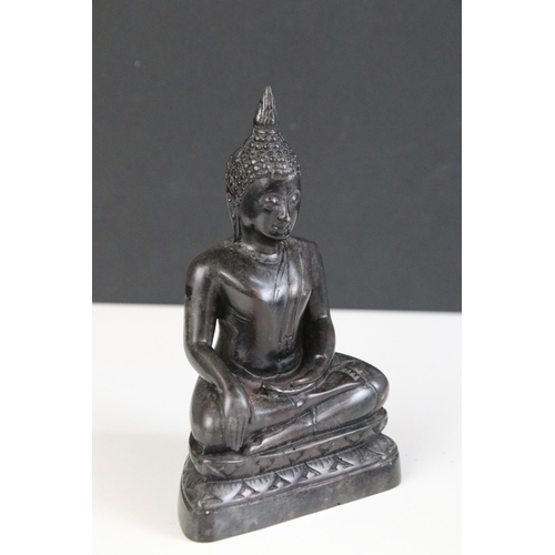 188 - Carved Buddha H 13cm and hand with bracelet figurine, H 24cm