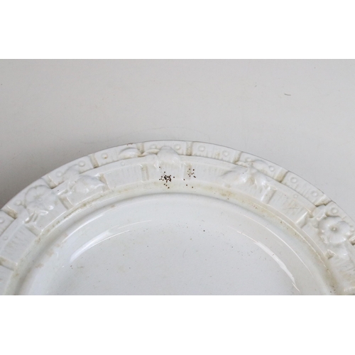 197 - Victorian Stone China, Stoke On Trent majolica rustic fence pattern Stilton cheese dish and cover, m... 