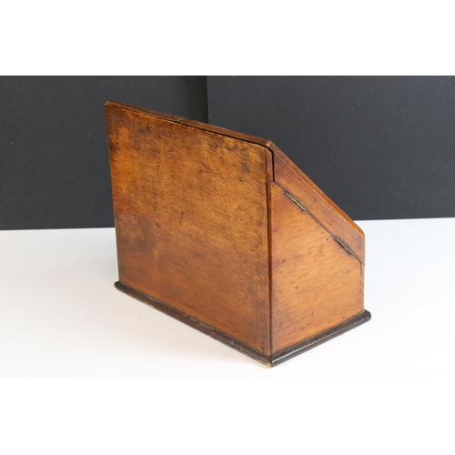 212 - Edwardian walnut stationary box featuring interior letter dividers, long drawer, pen rest and glass ... 