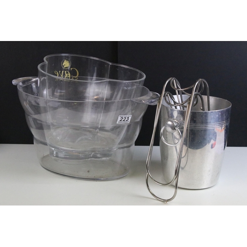 223 - Selection of ice bucket wine coolers and spitoons to include Terra di Bruca and Cave de Saumur examp... 