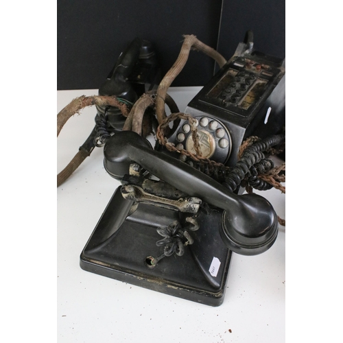 234 - Group of telephones and microphones including bakelite HES2 large unit and two 200 type phones