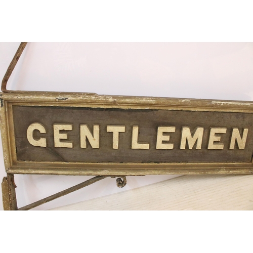 199 - 20th century GWR Gentleman's train station convenience double sided sign, possibly from Temple Meads... 