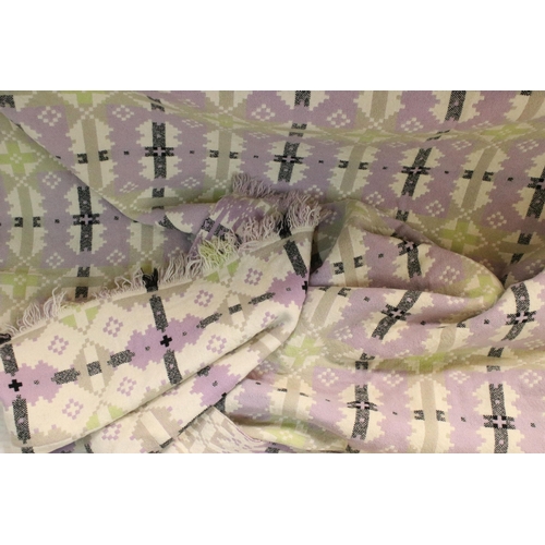 232 - Large lavender pastel coloured Welsh blanket, H 220cm W 220cm