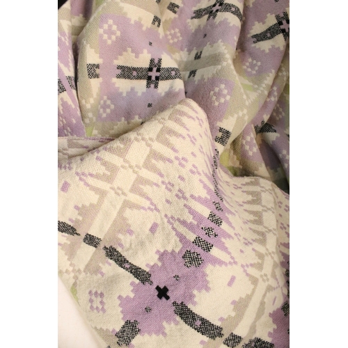 232 - Large lavender pastel coloured Welsh blanket, H 220cm W 220cm