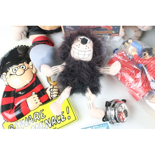 239 - Collection of Beano Dennis the Menace and Gnasher memorabilia to include plush toys, Robert Harropp ... 