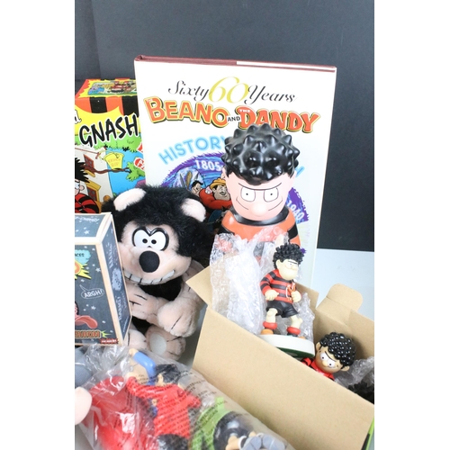 239 - Collection of Beano Dennis the Menace and Gnasher memorabilia to include plush toys, Robert Harropp ... 