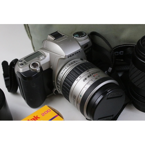 243 - Quantity of cameras and accessories to include Pentax P30N, Pentax MZ-7 28-80, Sigma Macro 1:4.7, Pe... 