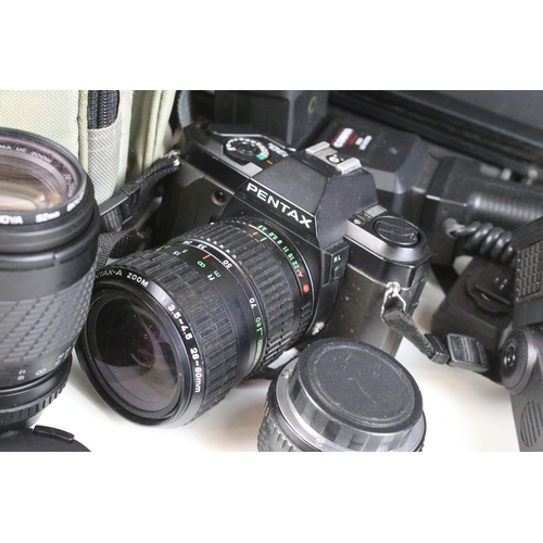 243 - Quantity of cameras and accessories to include Pentax P30N, Pentax MZ-7 28-80, Sigma Macro 1:4.7, Pe... 