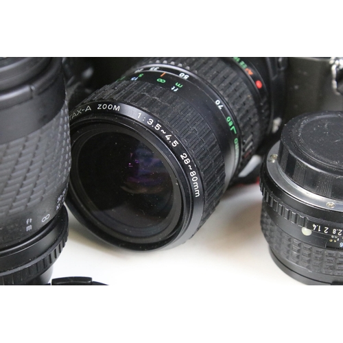 243 - Quantity of cameras and accessories to include Pentax P30N, Pentax MZ-7 28-80, Sigma Macro 1:4.7, Pe... 