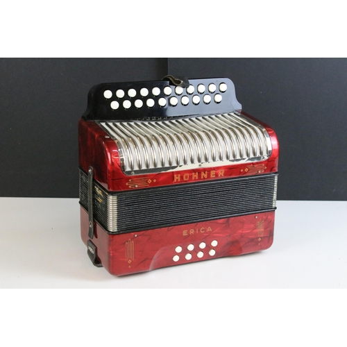 254 - Hohner Erica button melodeon with red marble finish