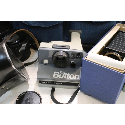 258 - Quantity of cameras and accessories to include Kodak 255x Instamatic, OlympusOM10, Halinar Anastigma... 