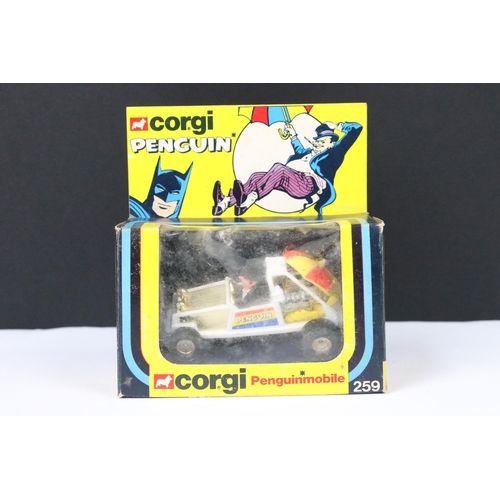 61 - Boxed Corgi 259 Penguinmobile diecast model, complete with The Penguin, diecast ex, box showing a fe... 