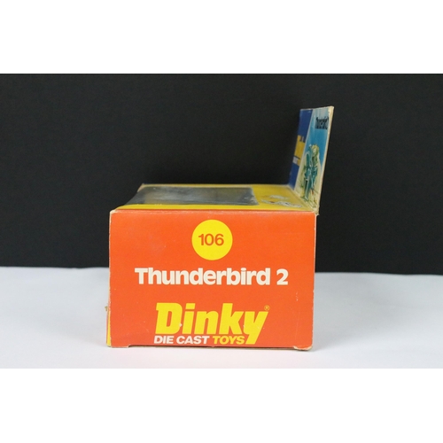 65 - Boxed Dinky 106 Thunderbirds Thunderbird 2 diecast model, diecast with a few paint chips but gd-vg o... 