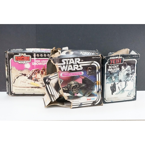 505 - Star Wars - Three boxed Star Wars vehicles featuring Scout Walker (complete), Darth Vader Tie Fighte... 