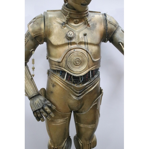 11 - Scratch built C-3PO full size figure on stand, showing storage wear