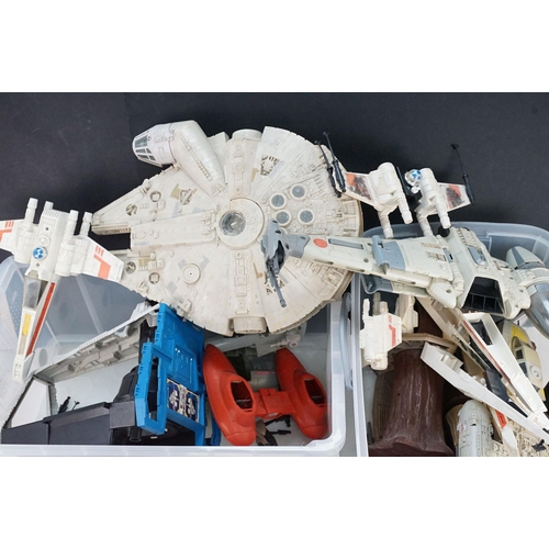 507 - Star Wars - Collection of original Star Wars vehicles in varying states of completion featuring Mill... 