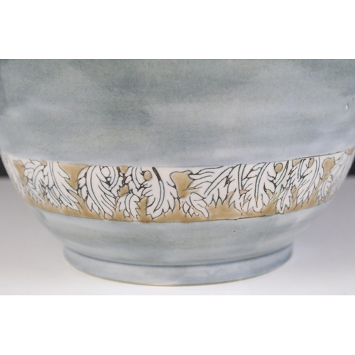 18A - Cobridge stoneware 'Wallybird' vase by Andrew Hull, with incised decoration, trial piece dated 14.8.... 