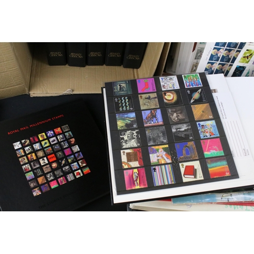 301 - Large collection of stamps and first day covers to include 1999 Royal Mail mint stamp book, two Cana... 