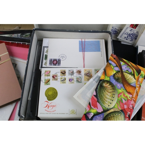 301 - Large collection of stamps and first day covers to include 1999 Royal Mail mint stamp book, two Cana... 