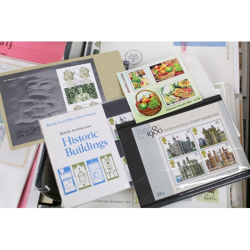 301 - Large collection of stamps and first day covers to include 1999 Royal Mail mint stamp book, two Cana... 