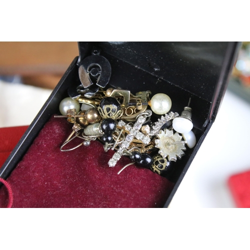 149A - Large collection of costume jewellery to include two silver charm bracelets, set of Guinness buttons... 