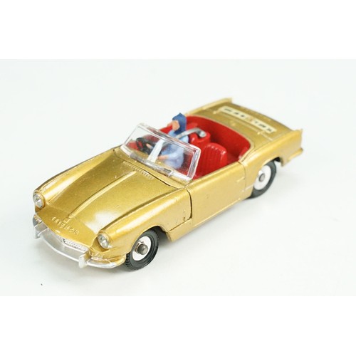 153A - Boxed Dinky 114 Triumph Spitfire diecast model in gold, with driver, diecast & decals vg, box with s... 