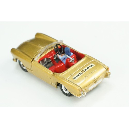 153A - Boxed Dinky 114 Triumph Spitfire diecast model in gold, with driver, diecast & decals vg, box with s... 