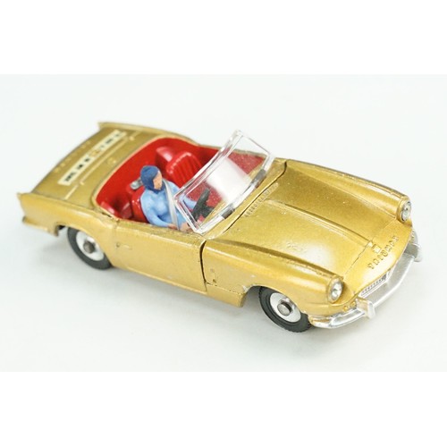 153A - Boxed Dinky 114 Triumph Spitfire diecast model in gold, with driver, diecast & decals vg, box with s... 