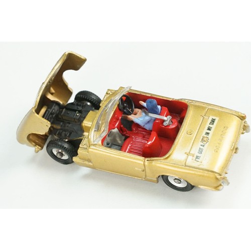 153A - Boxed Dinky 114 Triumph Spitfire diecast model in gold, with driver, diecast & decals vg, box with s... 