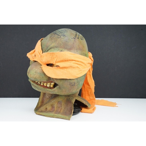 8 - Signed Teenage Mutant Ninja Turtles (TMNT) head based off the original film, signed by Michelan Sist... 