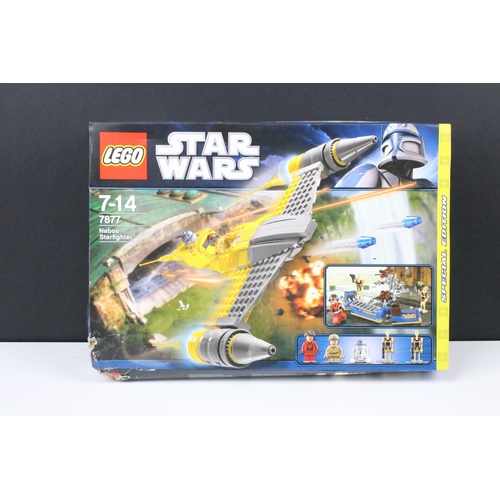 49 - Star Wars Lego - Three boxed sets to include 7956 Ewok Attack, 7877 Naboo Starfighter (damage to box... 