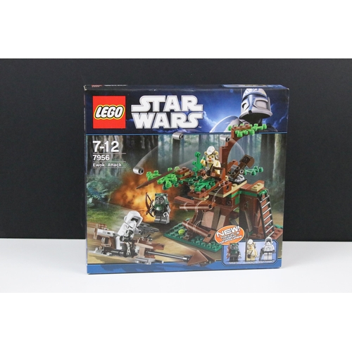 49 - Star Wars Lego - Three boxed sets to include 7956 Ewok Attack, 7877 Naboo Starfighter (damage to box... 