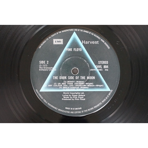 16 - Vinyl - Pink Floyd – The Dark Side Of The Moon LP on Harvest records SHVL 804. UK 2nd issue A3 / B3 ... 