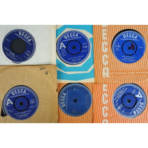 232 - Vinyl - 21 demo promo 7” singles on Decca Records, including some promo only one sided examples, to ... 