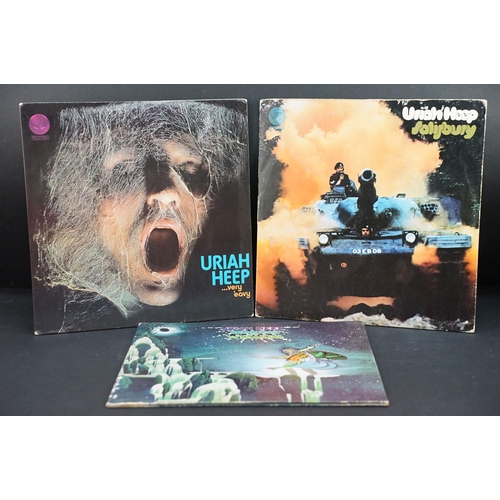 25 - Vinyl - 3 Uriah Heep 1st pressing LPs, 2 on the swirl Vertigo label to include: ...Very 'Eavy Very '... 