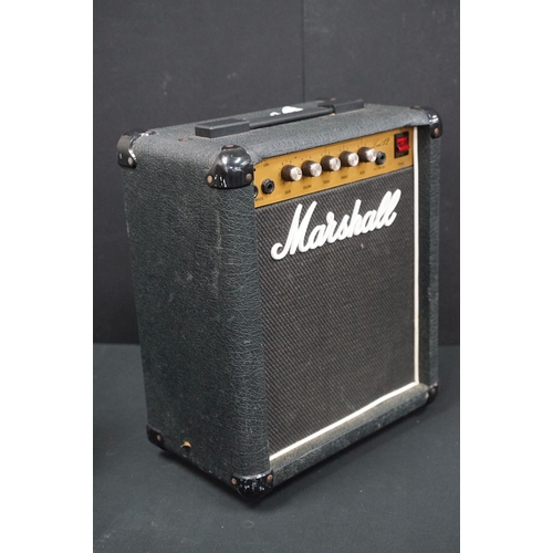 404 - Guitar Amps - 4 electric guitar practice amps to include a Marshall 5005 Lead 12, Fender Frontman 15... 