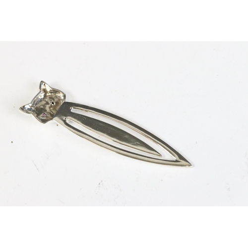 235 - Silver book mark with fox finial