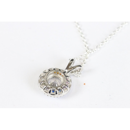 241 - Silver CZ and rubilite ring and pendant necklace