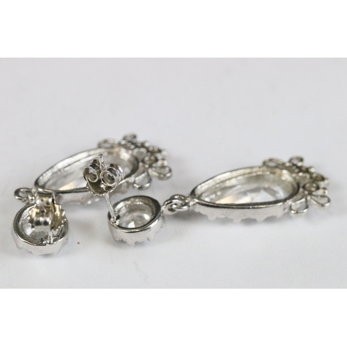 249 - Pair of silver and rock crystal drop earrings