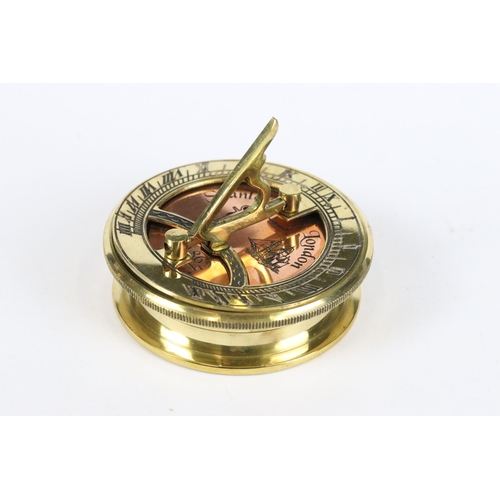 253 - Brass cased compass and sundial (Stanley)