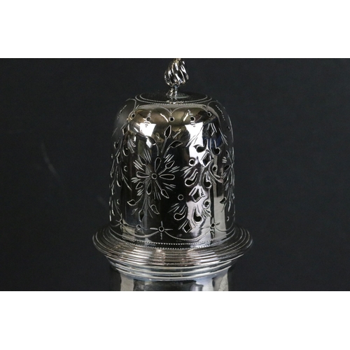 268 - A large fully hallmarked sterling silver sugar shaker, assay marked for Sheffield, maker marked for ... 