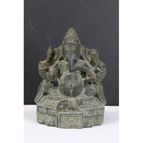 278 - A collection of carved stone Hindu elephant god Ganesha ornamental figures.