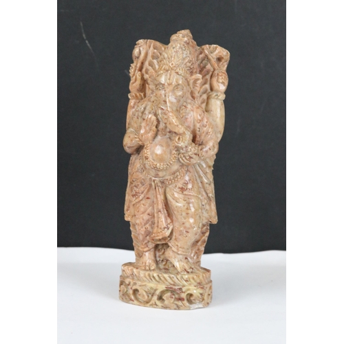 278 - A collection of carved stone Hindu elephant god Ganesha ornamental figures.