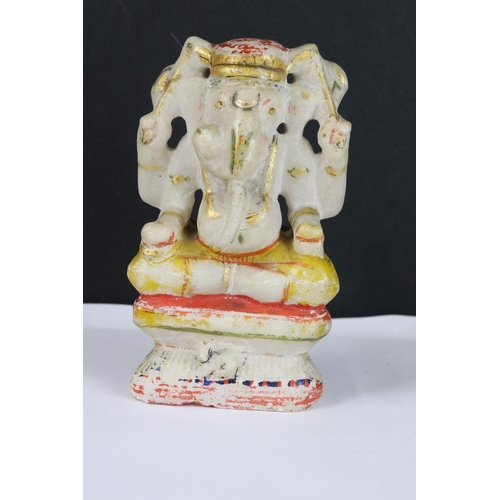 278 - A collection of carved stone Hindu elephant god Ganesha ornamental figures.