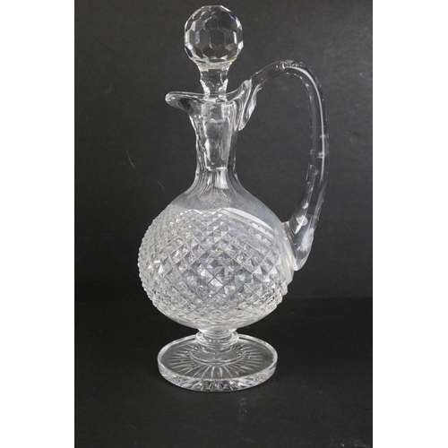 85 - Selection of glass to include Waterford crystal claret decanter with handle on footed base, Otard co... 